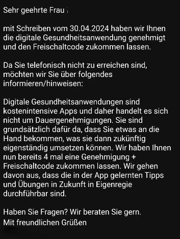 1. Schreiben der BKK exklusiv an Endometriose-Betroffene.